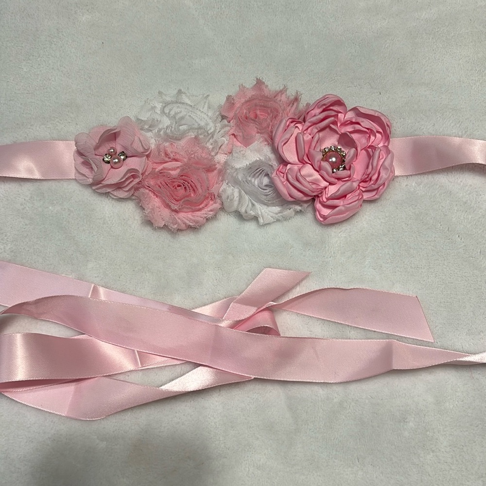 Pink and White Flower Belly Belt Sash